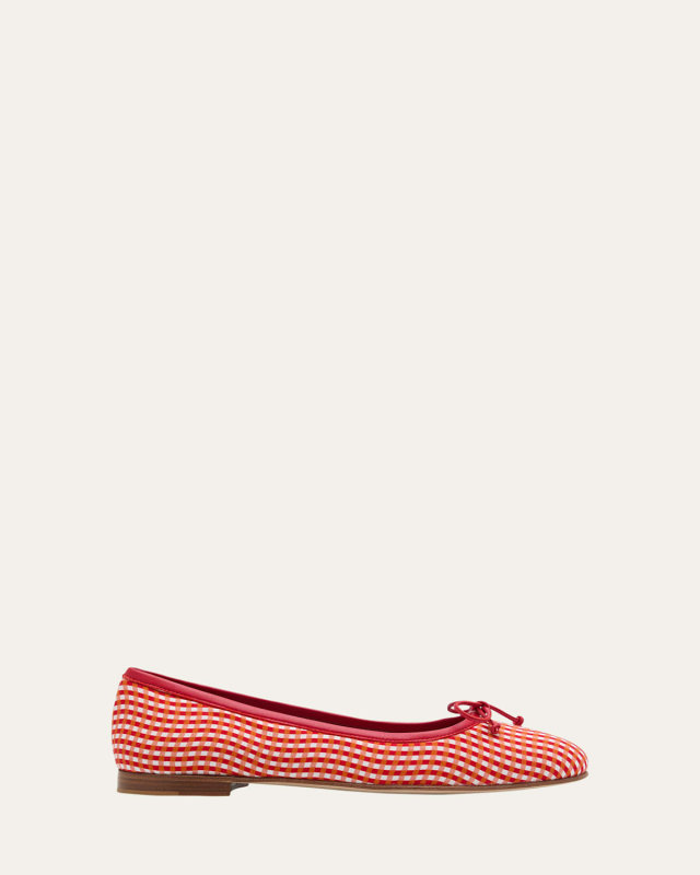 Veralli Check Cotton Bow Ballerina Flats